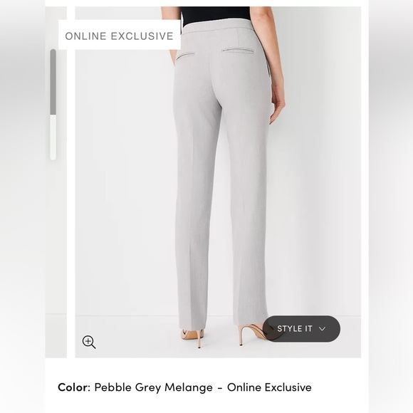 EUC - Ann Taylor The Petite High Rise Side Zip Straight Pant in Bi-Stretch - Picture 2 of 8